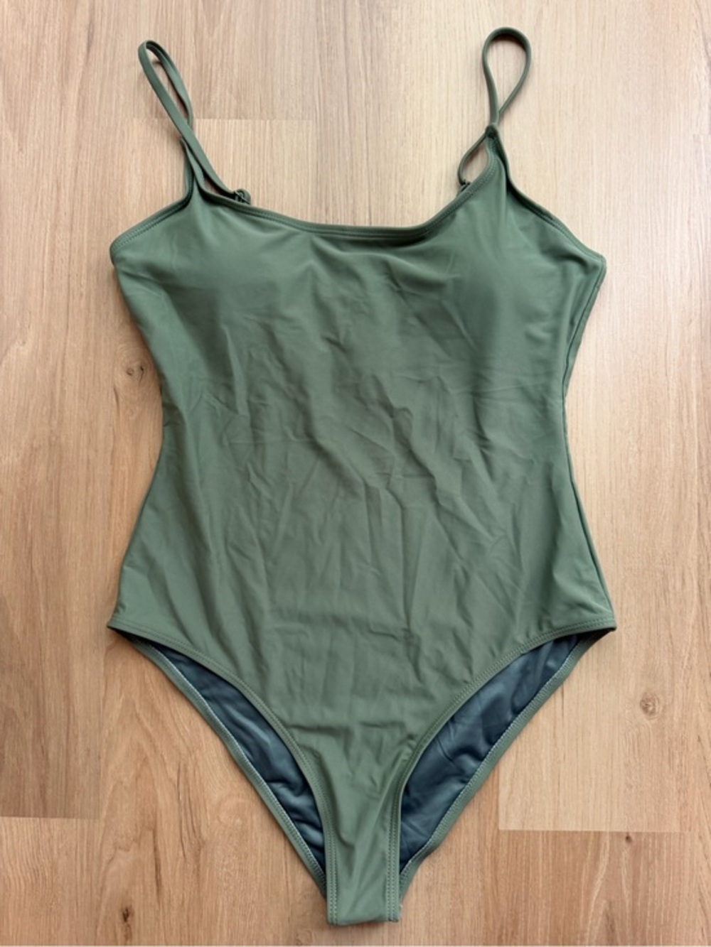 Olive Green One Piece Swimsuit Size Medium NWT Adjustable Straps